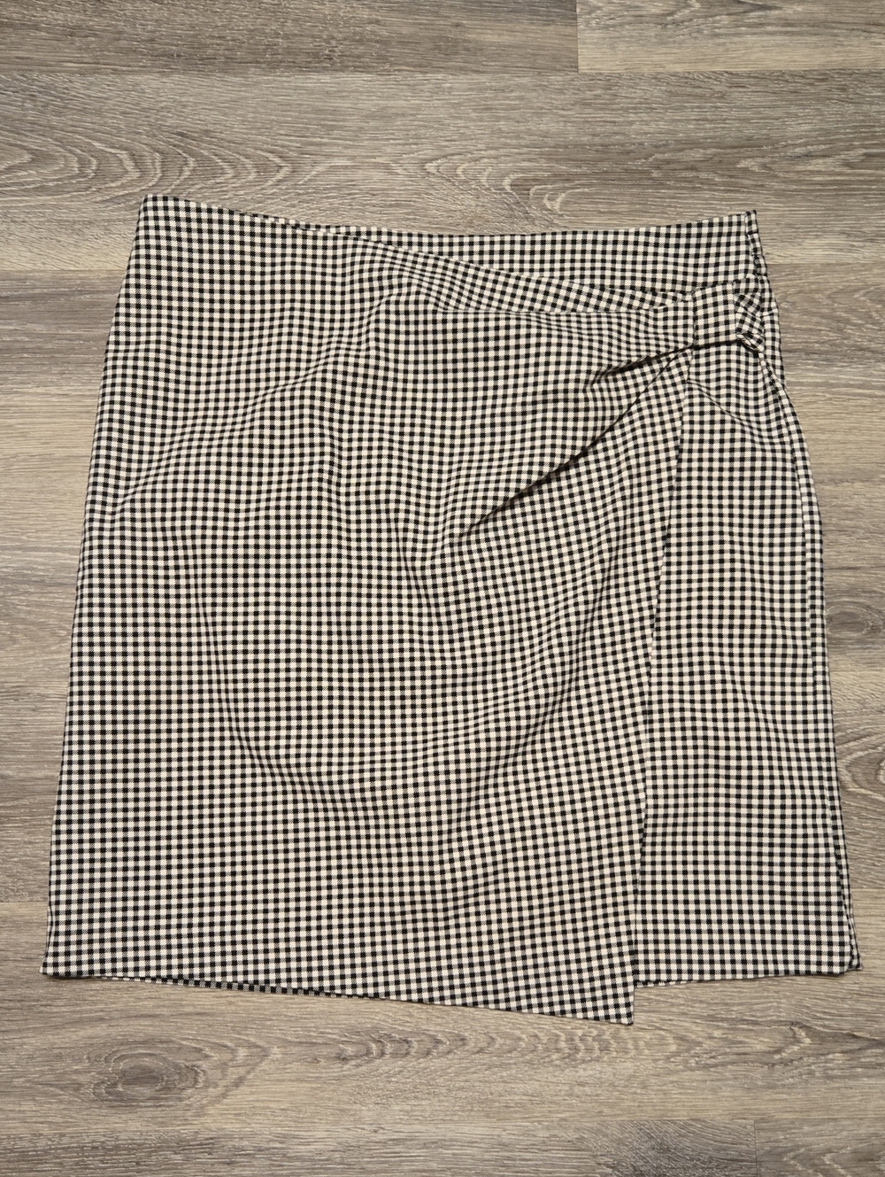 J Jill Black And White Gingham Faux Wrap Skirt Size Medium